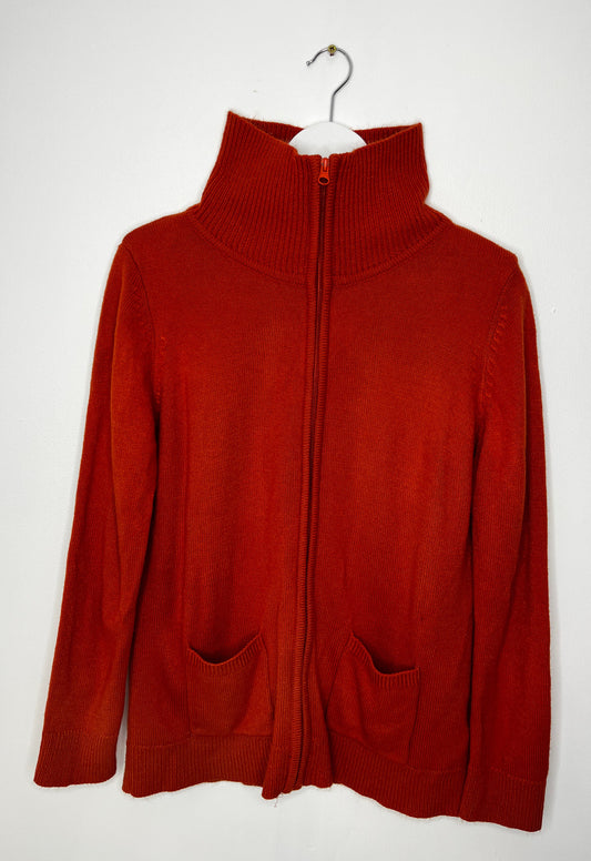 Zip Orange Highneck Cardigan