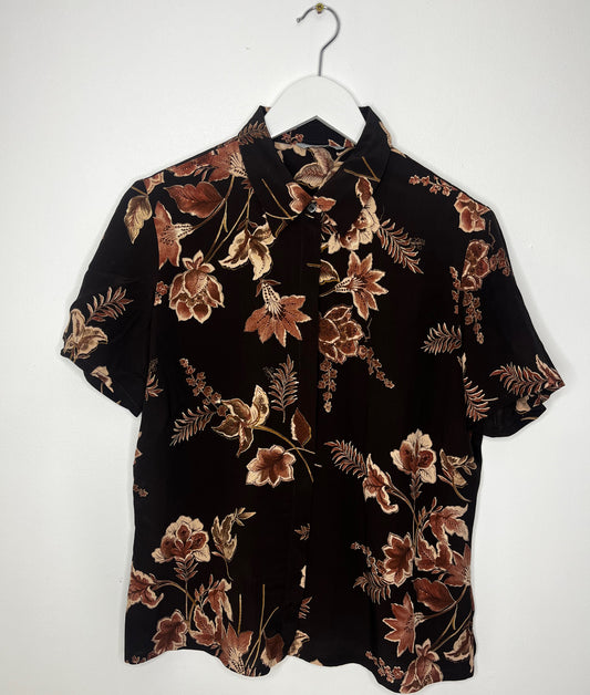 Brown Floral Autumnal Blouse