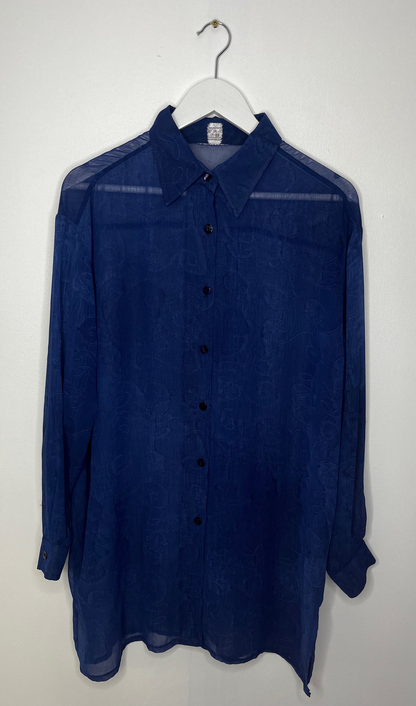 Semi Sheer Long Blue Blouse