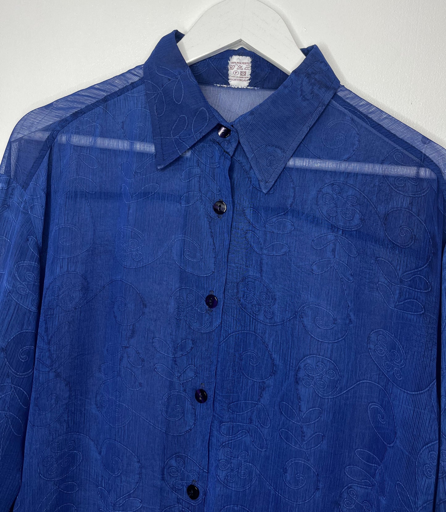 Semi Sheer Long Blue Blouse