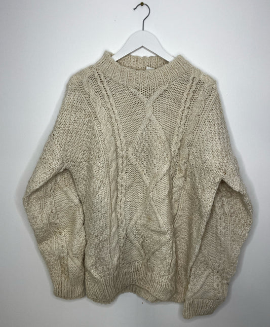 Cream Wool Cable Knit Jumper