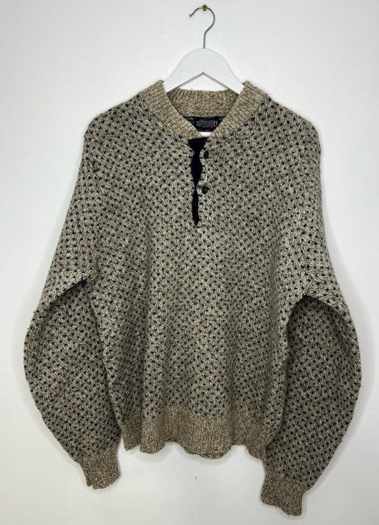 Quarter Button Wool Stone Jumper