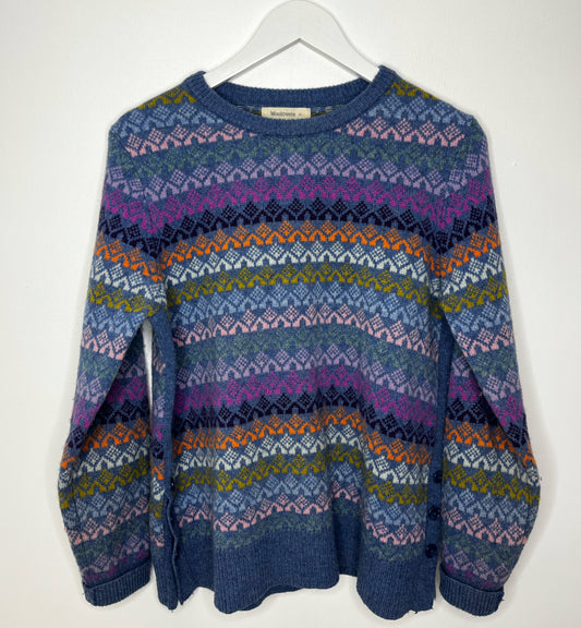 Blue Patterned Wool Jumper