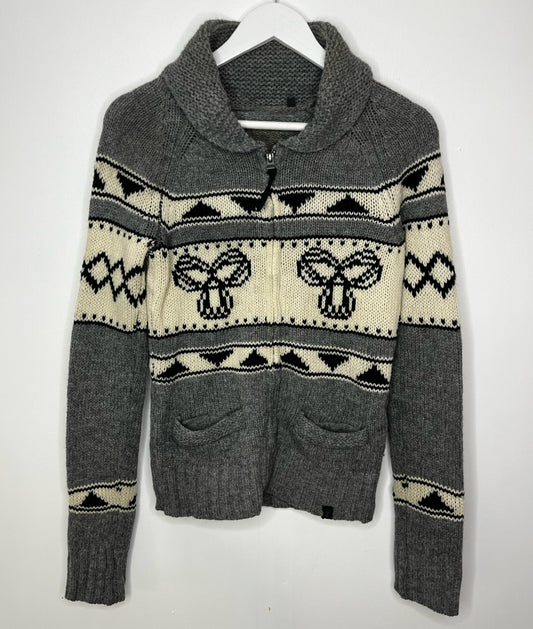 Grey Wool Zip Cardigan