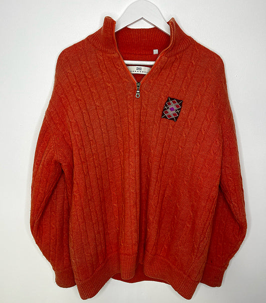 Coral Quarter Zip Cable Jumper