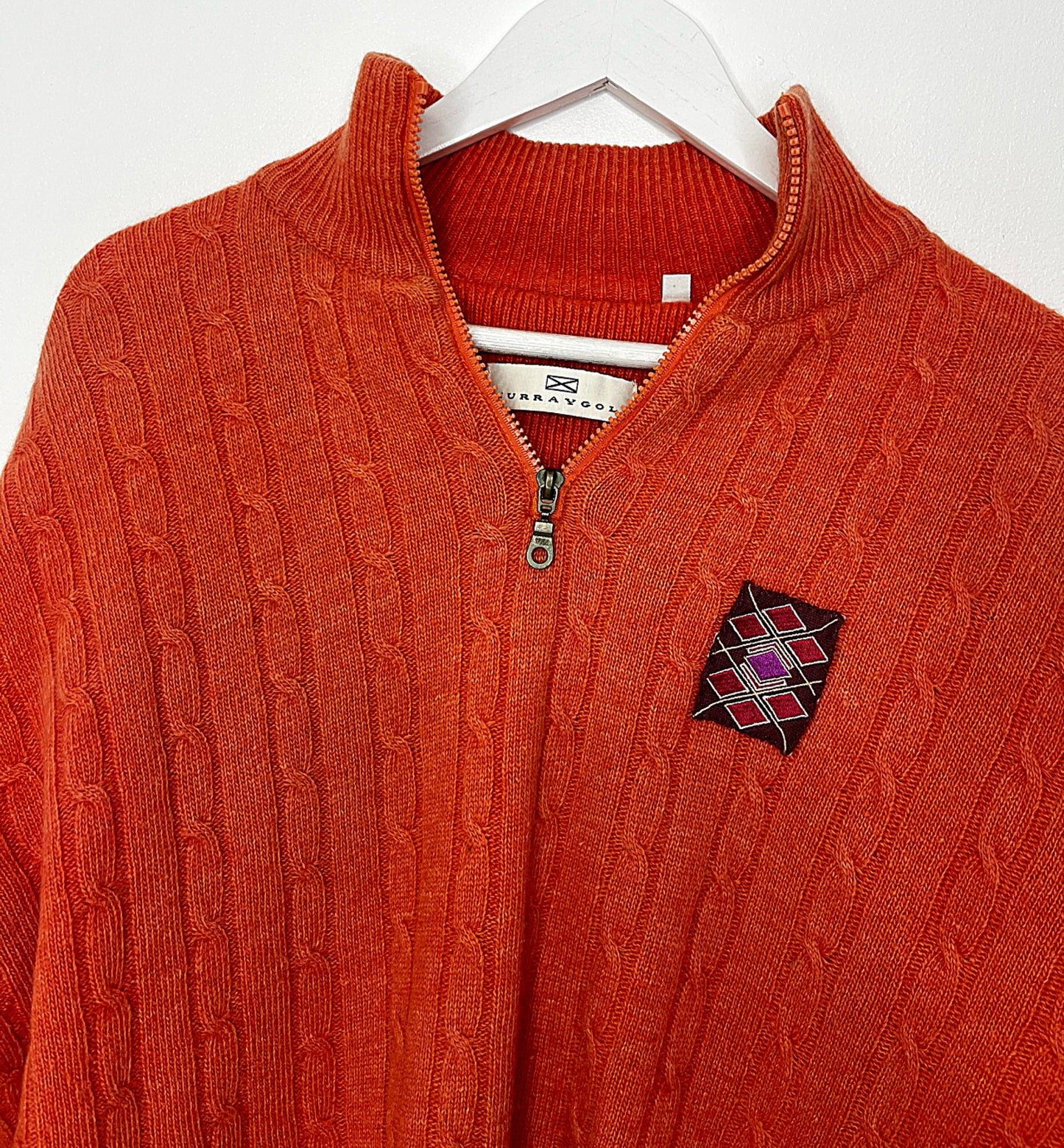 Coral Quarter Zip Cable Jumper