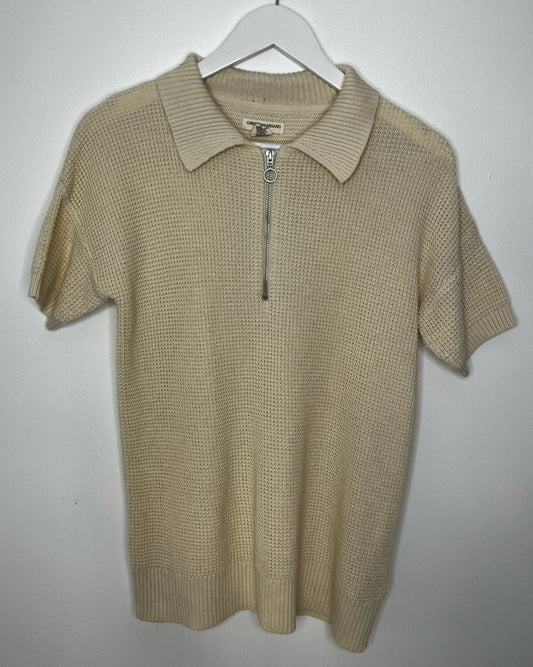 Cream Quarter Zip Light Jumper