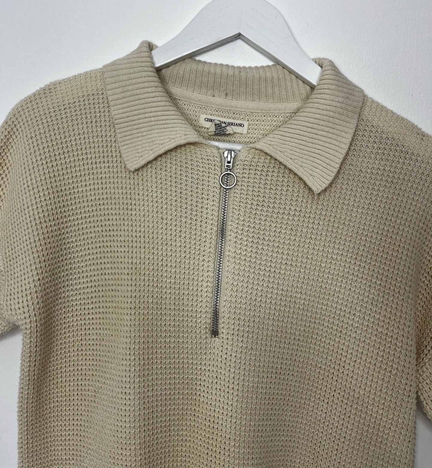 Cream Quarter Zip Light Jumper