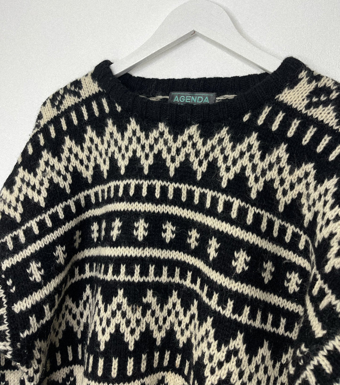 Monochrome Wool Patterned Jumper