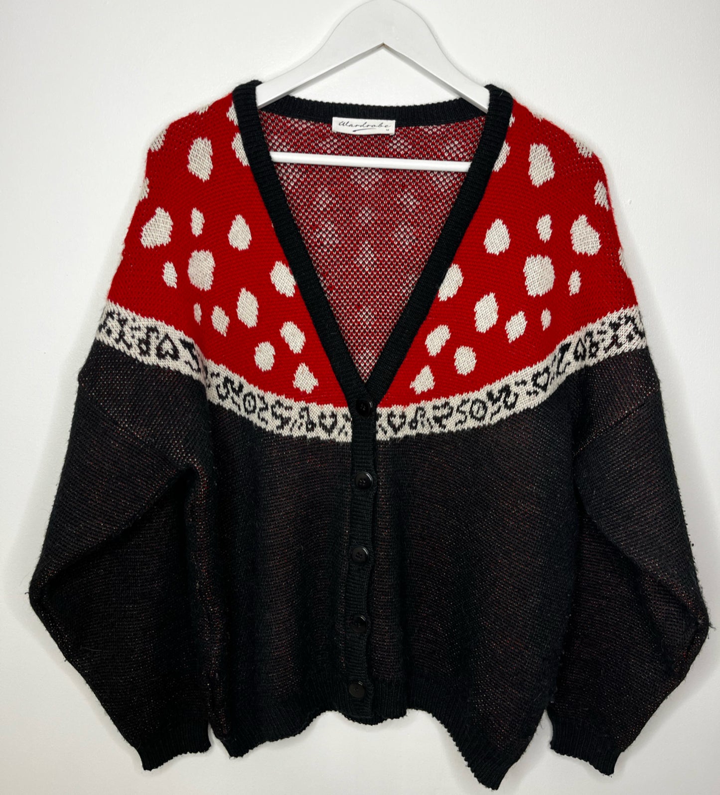 Cosy Red Grey Vintage Cardigan