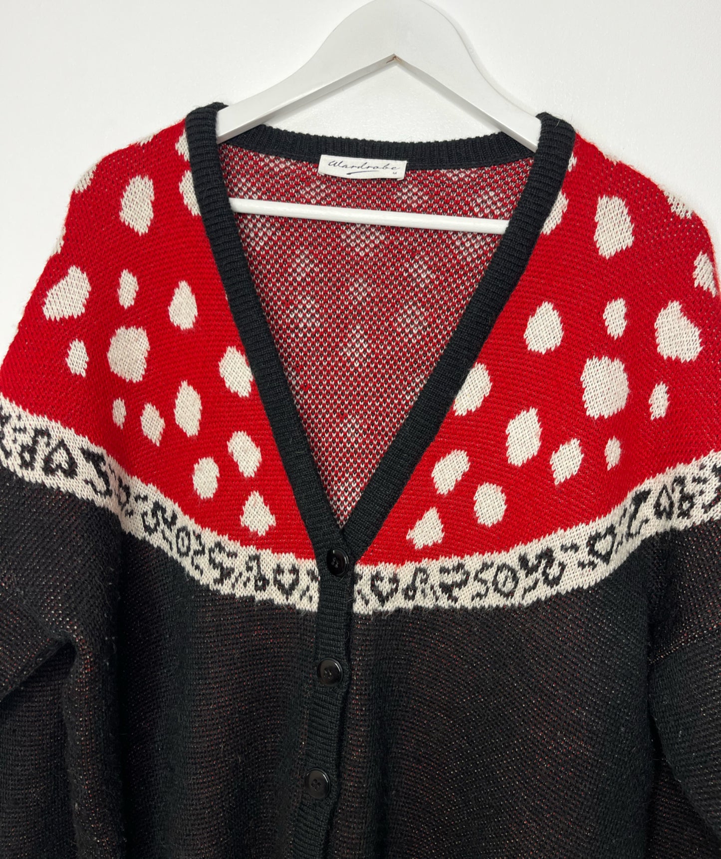 Cosy Red Grey Vintage Cardigan