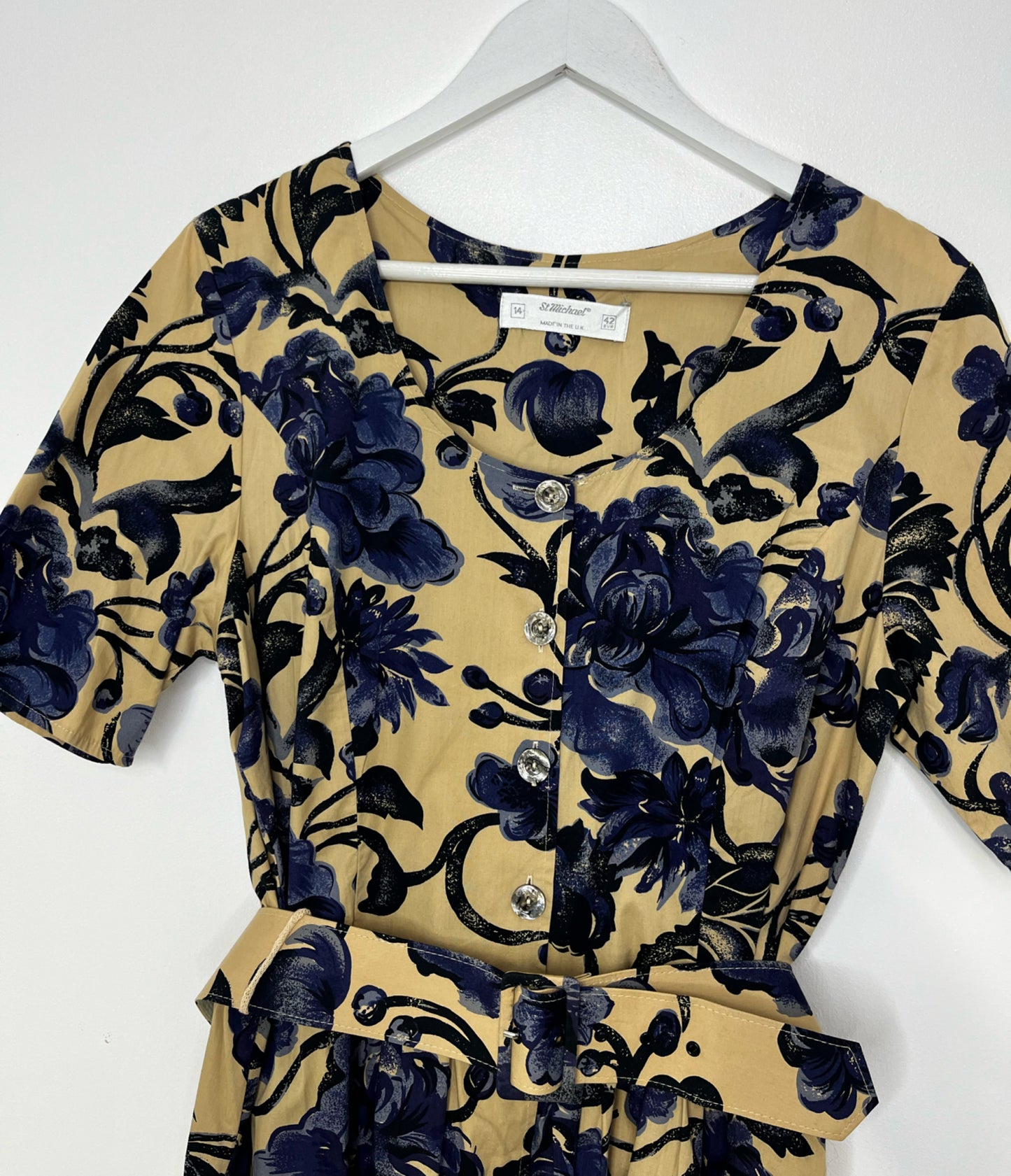 Button Down Belted Floral Dress