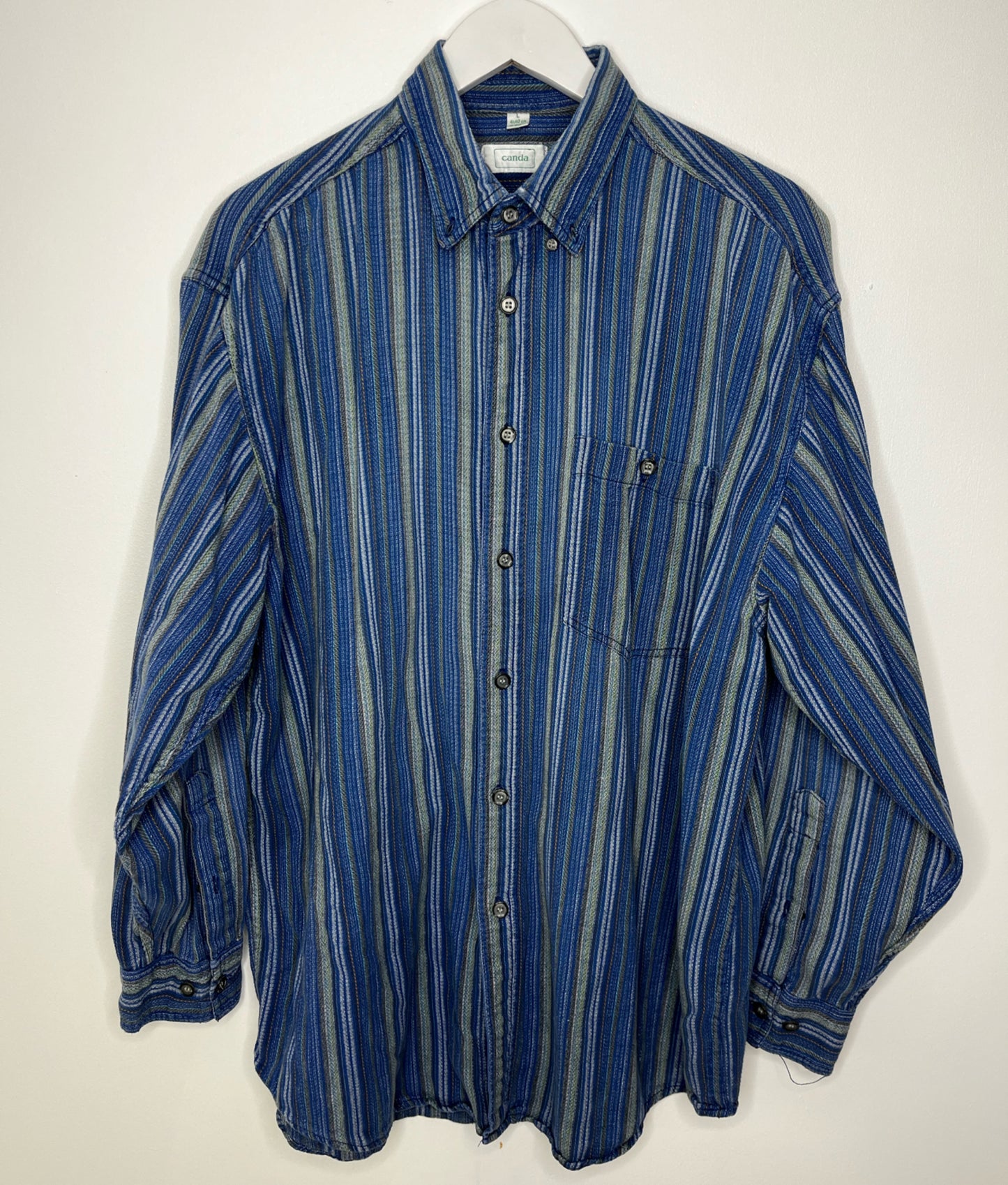 Thick Cotton Stripe Blue Shirt