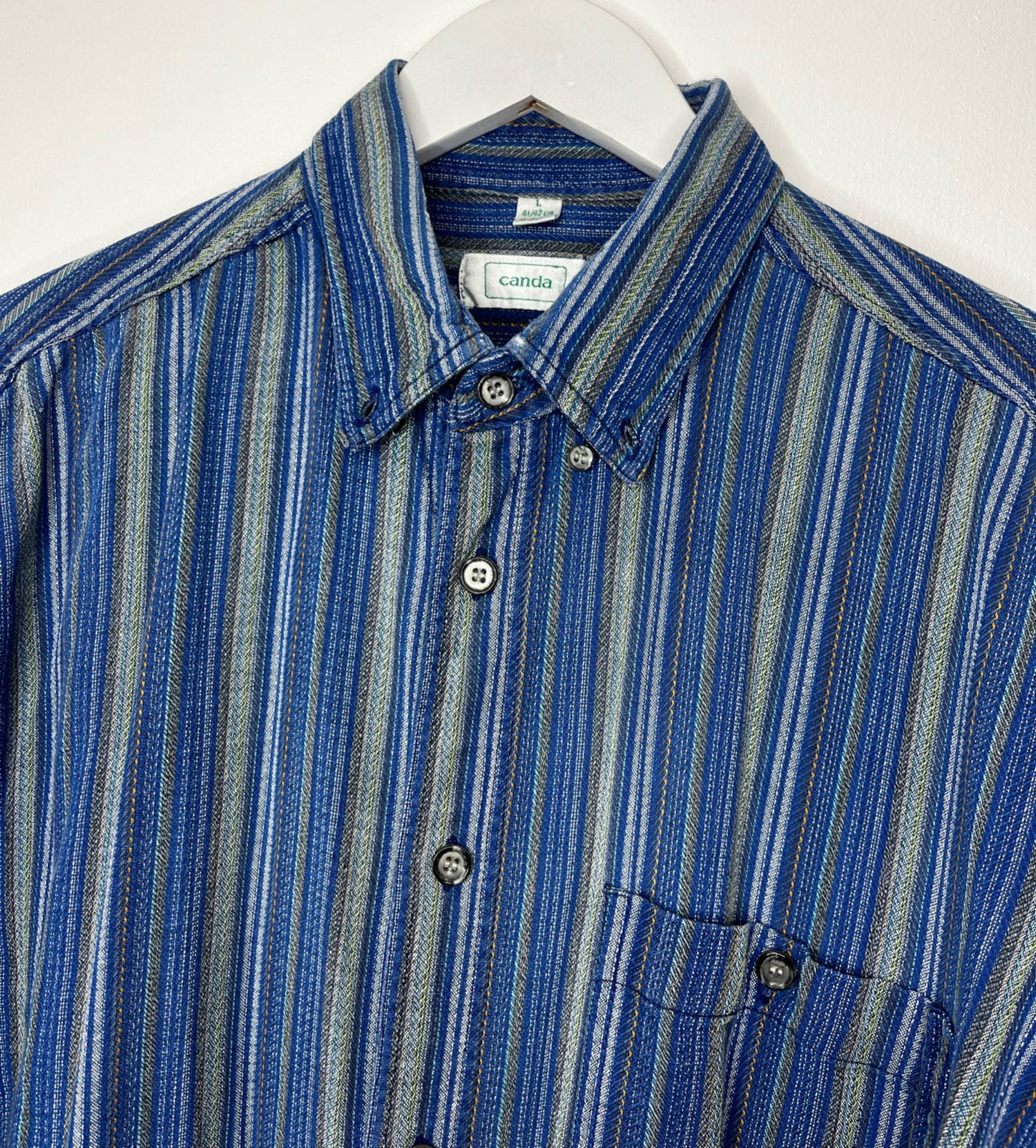 Thick Cotton Stripe Blue Shirt