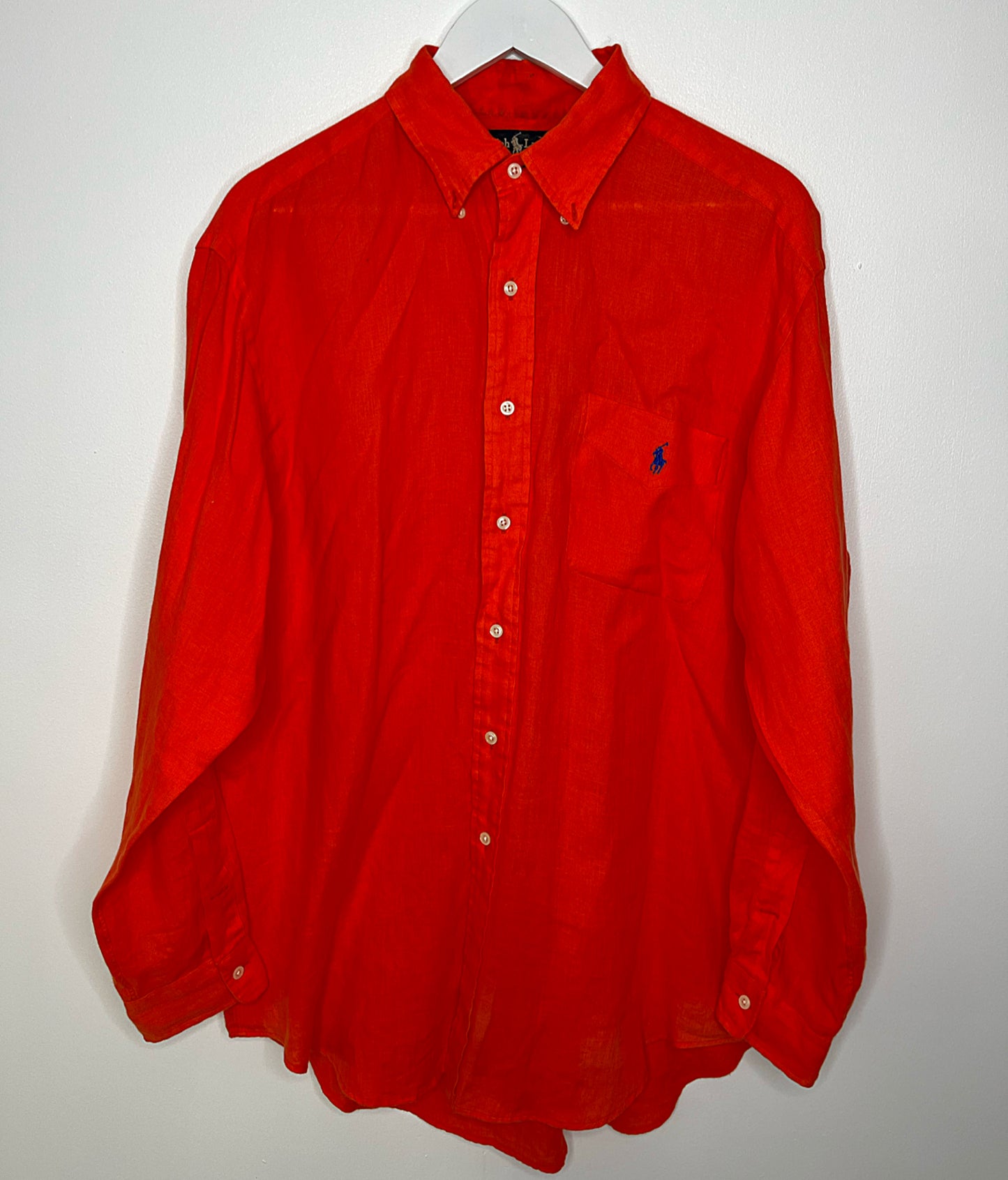 Neon Orange Linen Ralph Lauren Shirt