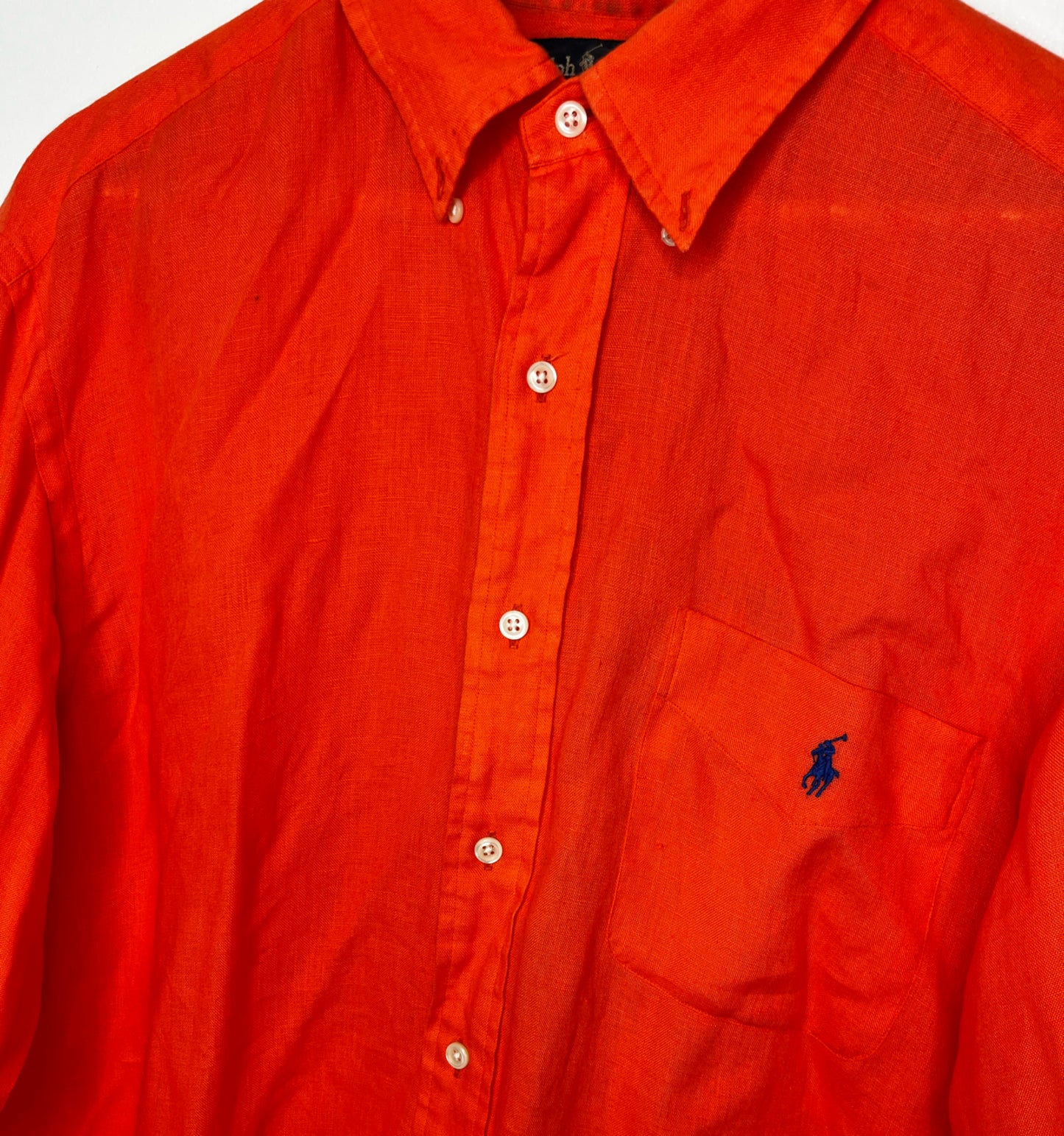 Neon Orange Linen Ralph Lauren Shirt