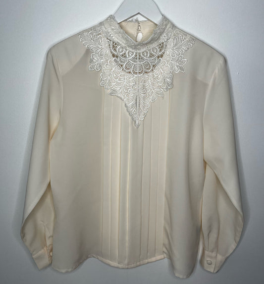 True Vintage Lace Detail Ivory Blouse