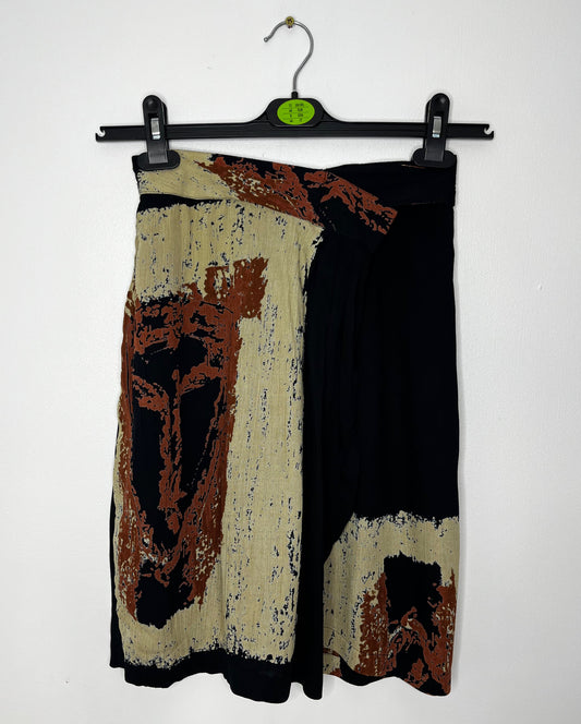 Black Brown Front Wrap Skirt