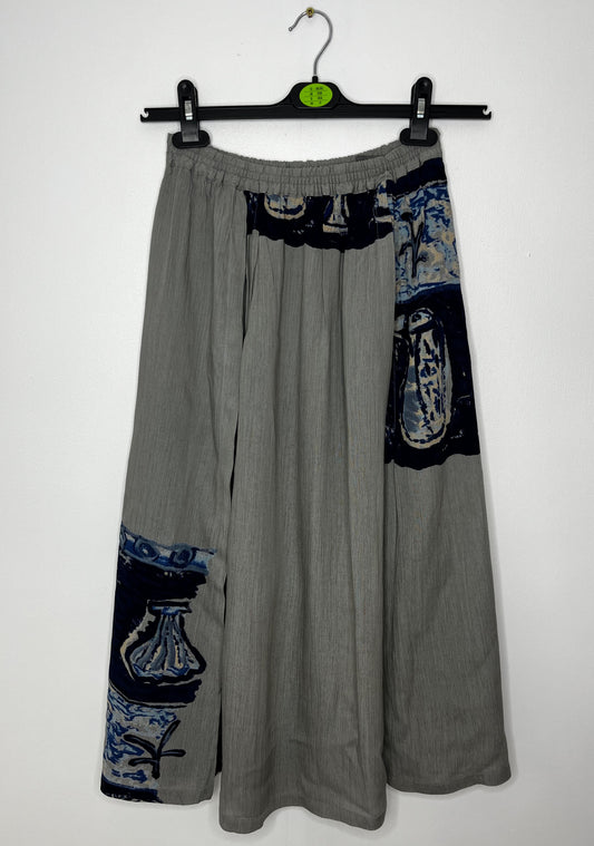 Grey Blue Split Skirt