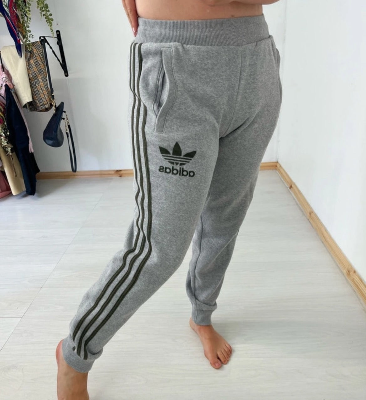 Grey Khaki Adidas Joggers