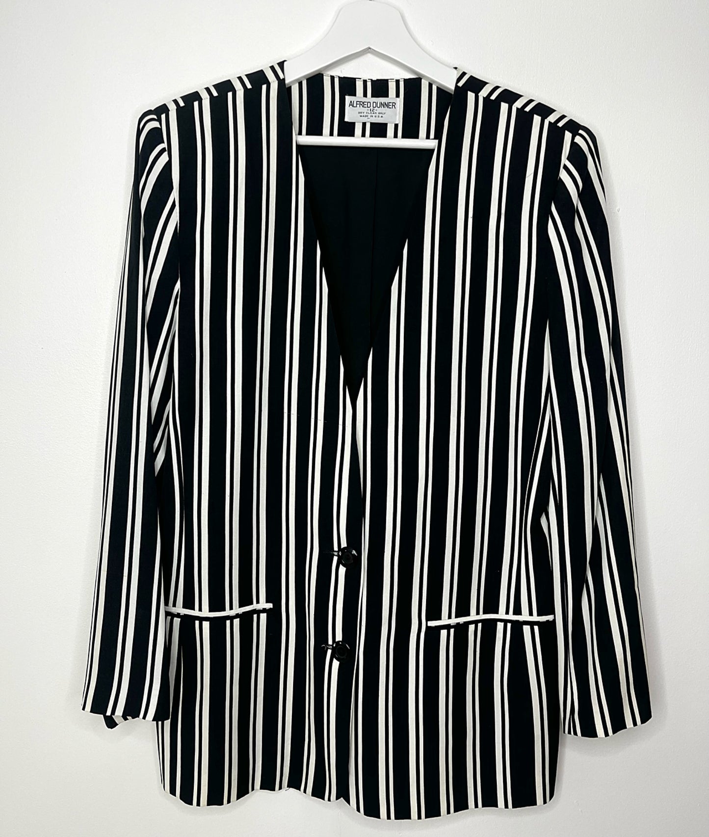 Monochrome Stripe Branded Vintage Blazer