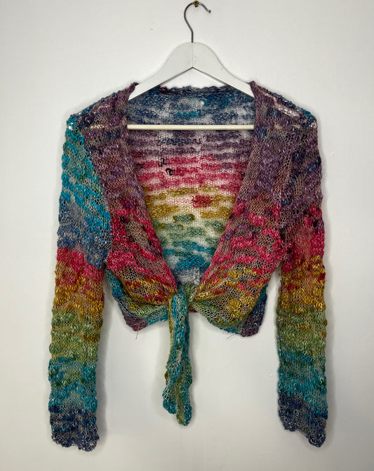 Pastel Rainbow Knit Tie Cardigan