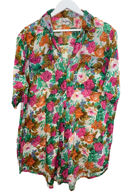 Semi Sheer Longer Floral Blouse