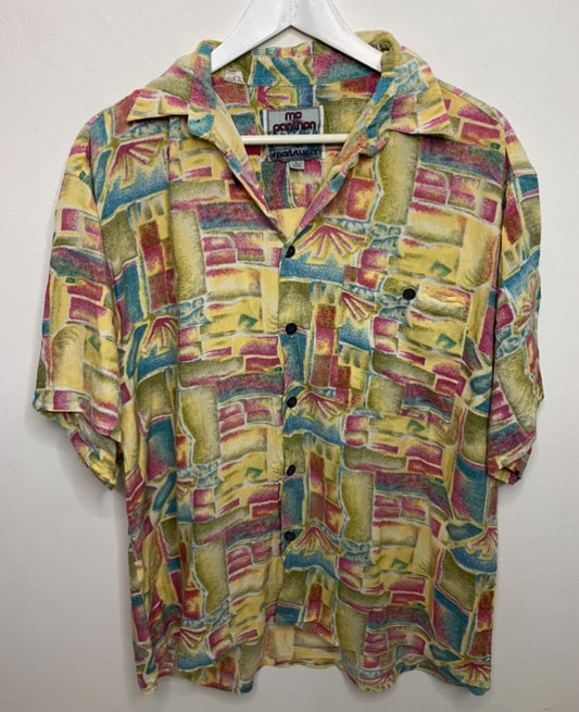 Short Sleeve Yellow Pattern Vintage Shirt