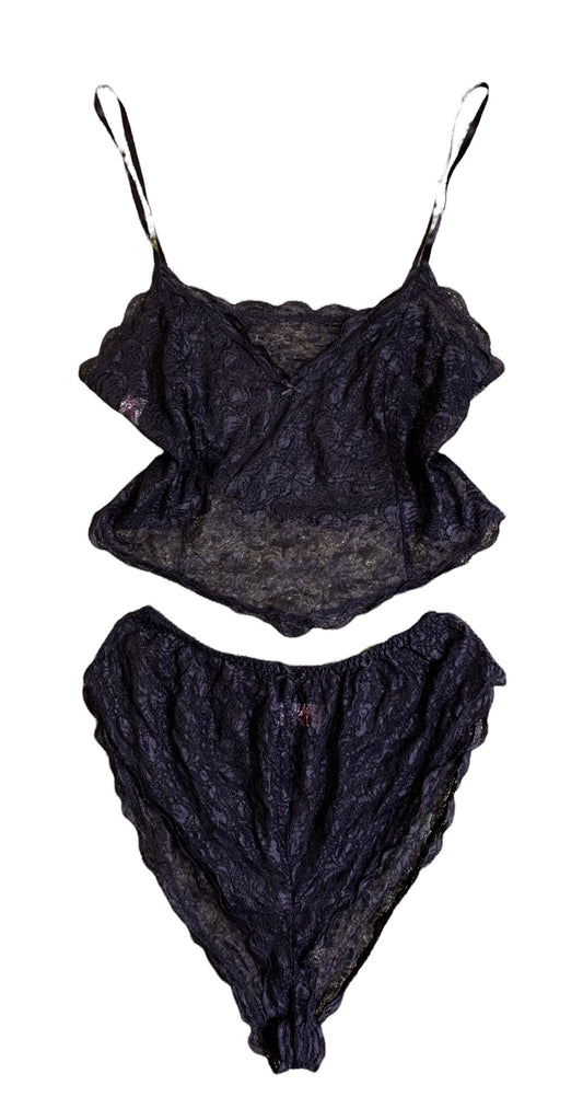 Vintage Black Lace Underwear Two Piece